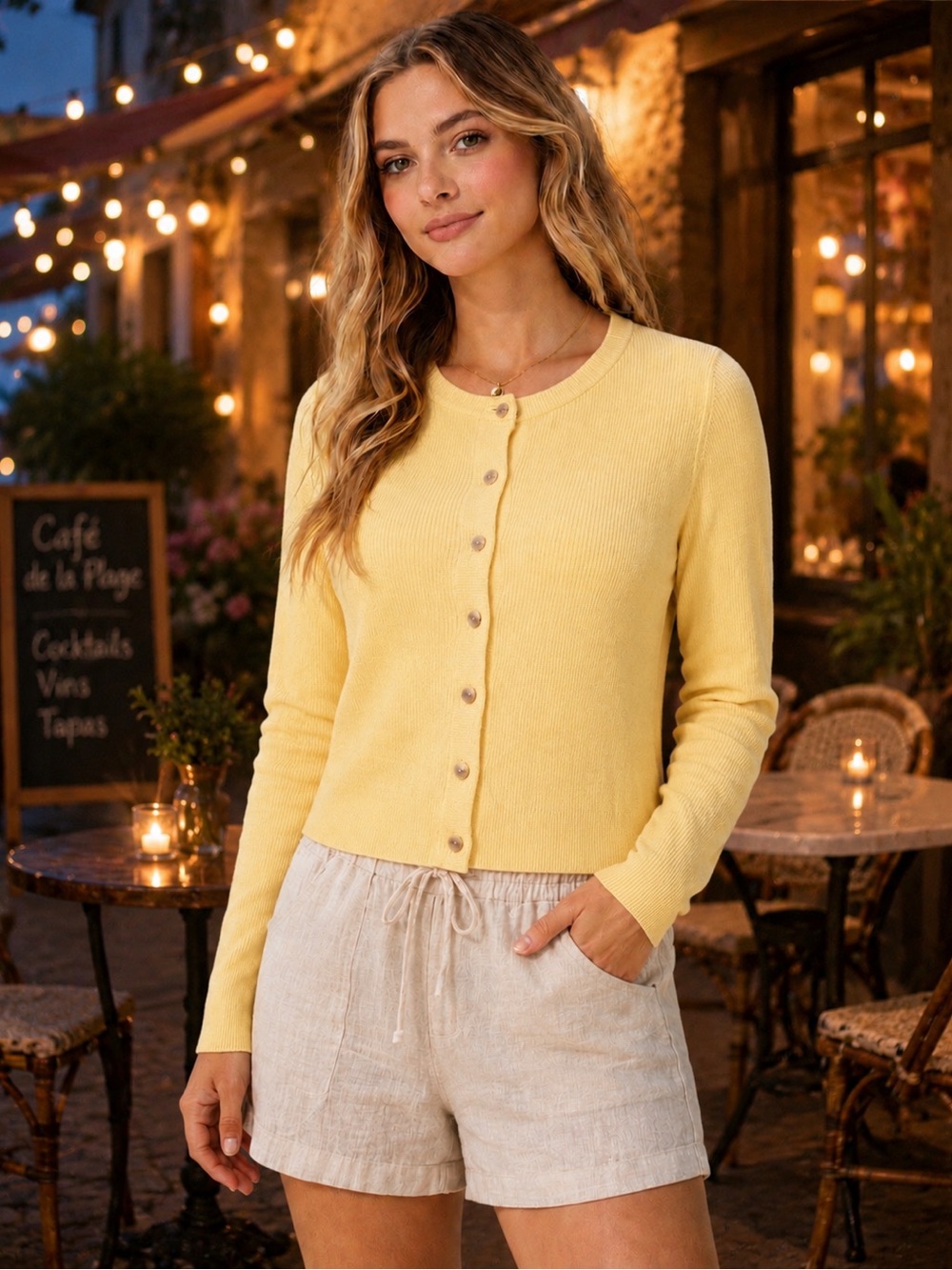 Pastel Yellow Button Up Cardigan Coastal Chic Lightweight Sweater Size Small NWT